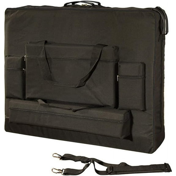 Deluxe Portable Massage Table Carrying Case – Heavy-Duty Nylon Travel Bag with Shoulder Strap & Multiple Storage Pockets – Fits Most Standard Folding Massage Tables – Black (30")