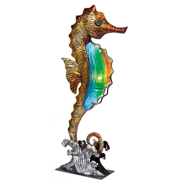 Lighting, Seahorse Lamp, Metal and Glass,10.5x5.25x27.25 Inches