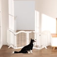 thumbnail image 4 of BAYUELSWU 4 Panels Foldable Pet Dog Gate, Wood Freestanding Dog Gate Fence with 2 pcs Support Feet (White), 4 of 7