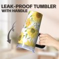 thumbnail image 5 of Sunflower 20oz Stainless Steel Tumbler with Handle and Straw – Insulated Travel Cup with Sliding Lid, 360° Full Wrap Printed Mug for Home, Outdoor & Sports Use, Foral, 5 of 6