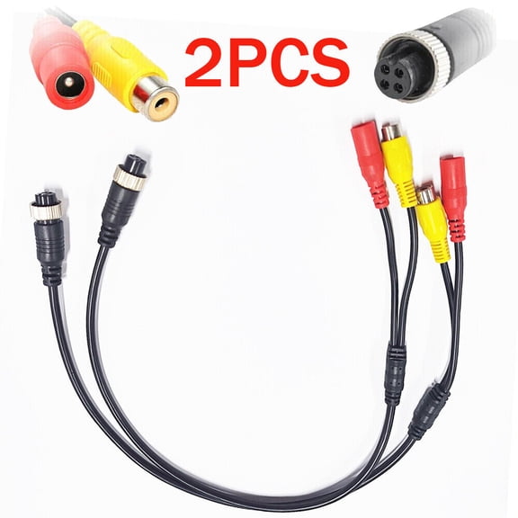 2pcs 4 Pin FeMale to RCA Adapter Cable Converter for Car Backup Camera Video