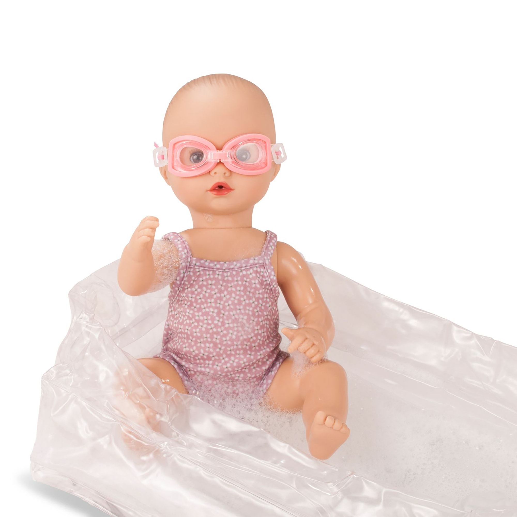 Gotz Sleepy Aquini 13" Baby Baby Drink and Wet Doll with Bathing Suit, Goggles, Sunglasses and More