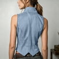 thumbnail image 7 of Atkumj Suede Vest for Women Trendy Stand Collar Cinched Waist Womens Vests Casual Solid Color Button Front Sleeveless Jacket M, 7 of 7