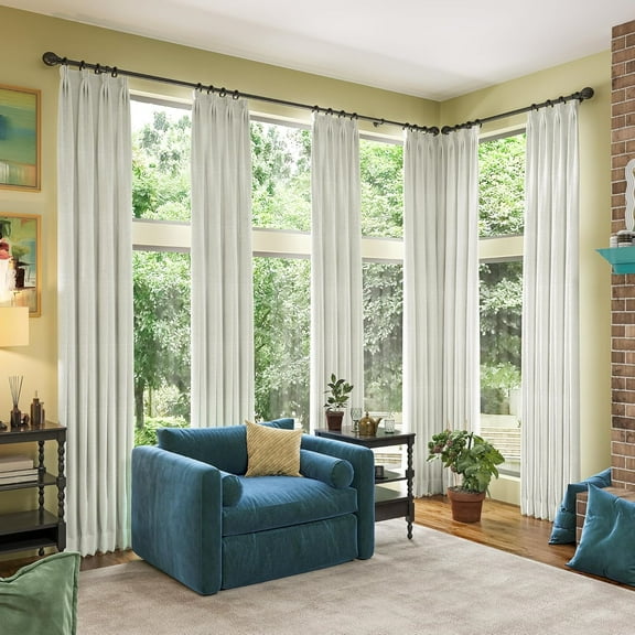 132 Inch Blackout Curtains Panels Set,Linen Textured Custom Curtains High Ceiling to Floor Rod Pocket Back Tab Farmhouse Dark Out Window Drapes for Living Room 11ft Length,Natural Cream