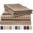 thumbnail image 1 of Deluxe Striped 1800 Prestige Soft and Comfortable Bed Sheets Set, Full Taupe, 1 of 1