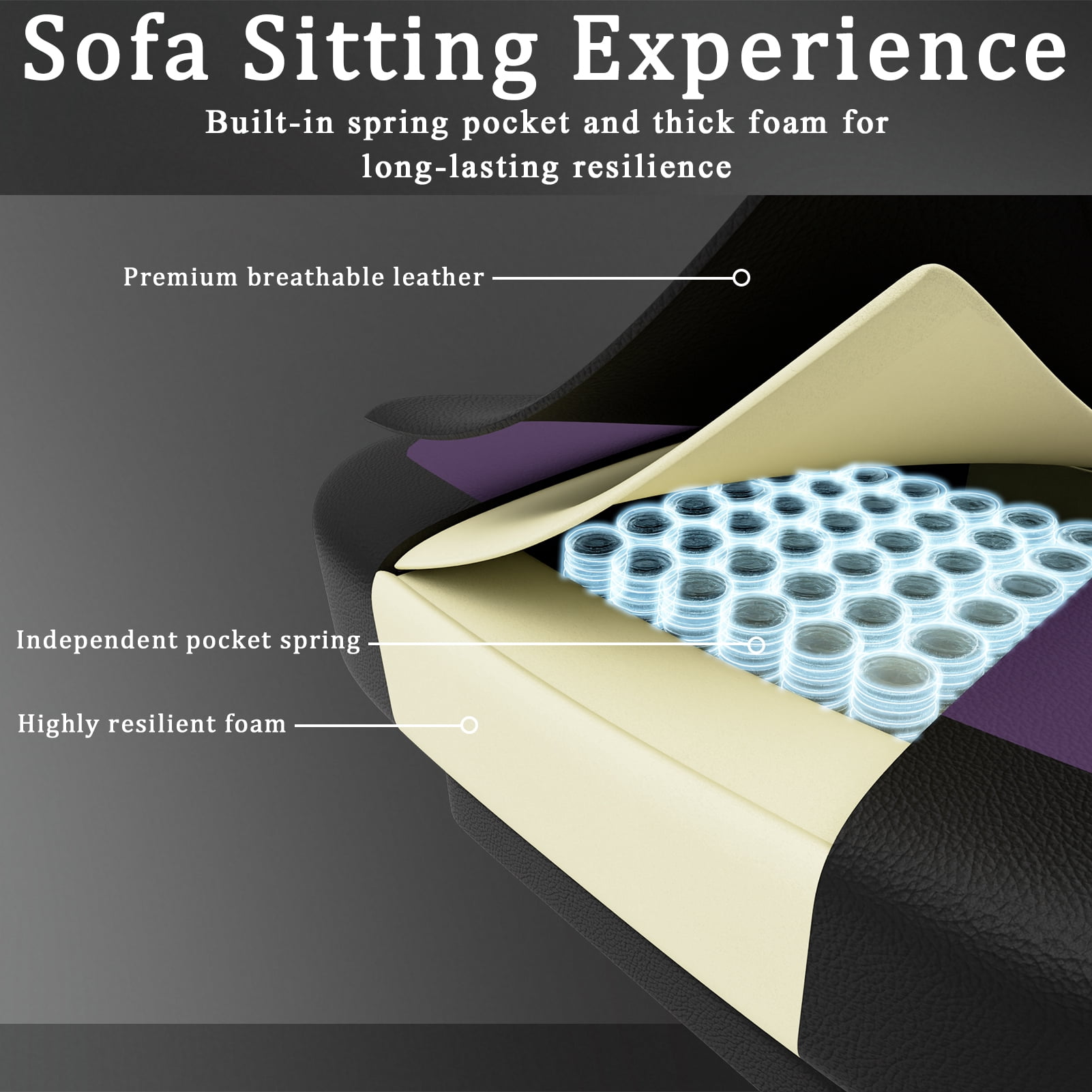 Gaming Chair with Pocket Spring Cushion and Footrest, Ergonomic Computer Chair for Adults, Breathable PU Leather Game Chair, Adjustable Headrest and Lumbar Support Office Desk Chair