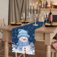 Snowflake Table View Blue Snowman Christmas Table Runner 120 Inches Long, Cotton Linen Table ...
