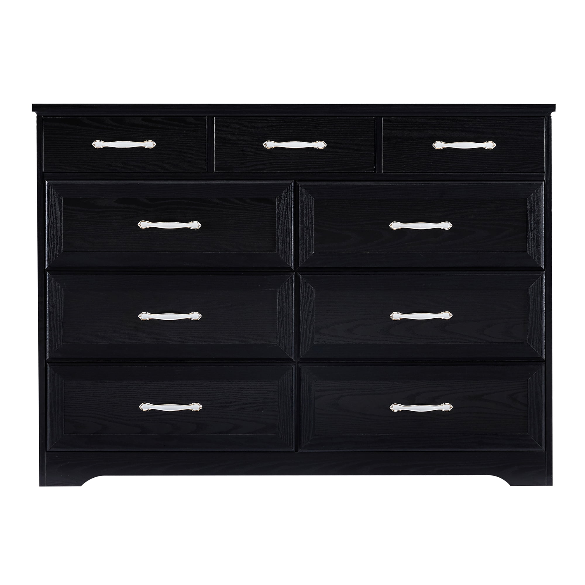 Kadyn 9 Drawer Long Dresser, Nursery Dresser with Antique Handles, Chest Of Drawers for Kids Room, Entry And Hallway, Black Kadyn 9 Drawer Long Dresser, Nursery Dresser with Antique Handles, Chest Of Drawers for Kids Room, Entry And Hallway, Black