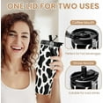 thumbnail image 3 of Cow Print Tumbler with Handle, 30oz Flip Straw Stainless Steel Tumblers Coffee Travel Cup, Cowgirl Tumbler Gifts for Women Girls for Birthday Christmas Mothers Day, 3 of 5