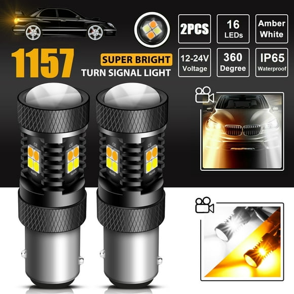 2Pcs 1157 Led Bulbs Amber/White DRL Switchback Turn Signal Light Bulbs 2357 7528 1035 Super Bright Parking Lights
