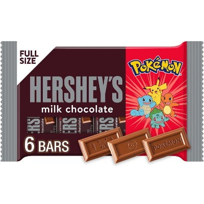 HERSHEY S Milk Chocolate Standard Bar Candy with Pokémon Wrappers – 9.3oz/6pk