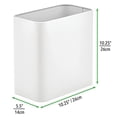 thumbnail image 3 of Metal Wastepaper Bin — Compact Rectangular Bathroom Bin — Rubbish Basket for Home and Office — White, 3 of 5