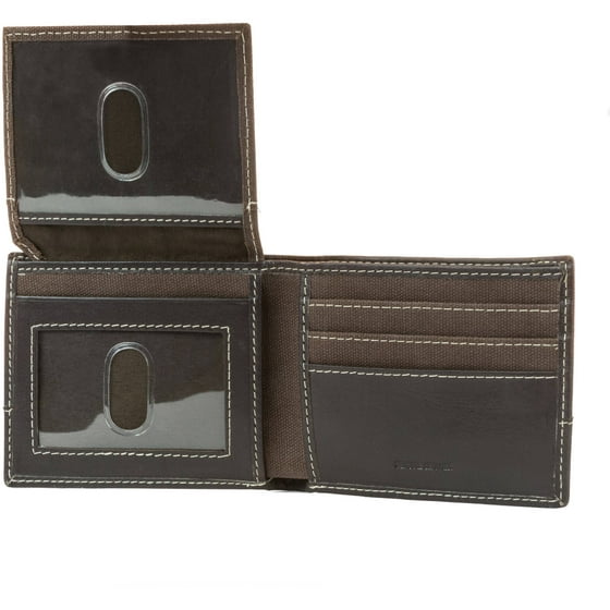 Faded Glory - Faded Glory Genuine Leather & Canvas Passcase Wallet ...