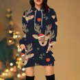 thumbnail image 2 of Lilgiuy Women Casual Loose Long Sleeve Printing Drawstring Hooded Dress Blue Fall Dresses for 2022 Spring Winter, 2 of 5
