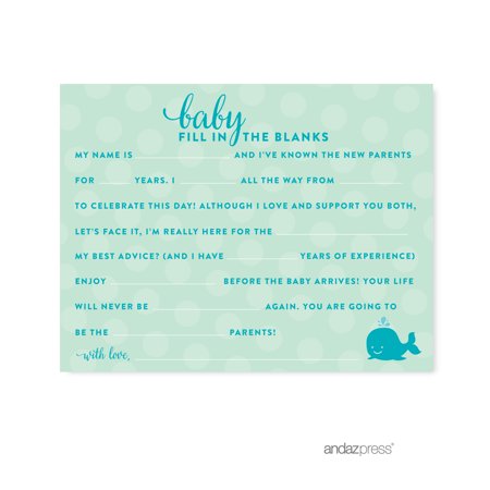 Fill In The Blank Boy Whale Nautical Baby Shower Games 20 Pack Fill In The Blank Boy Whale Nautical Baby Shower Games 20 Pack