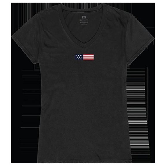 Rapid Dominance  US Flag 1 Graphic V-Neck T-Shirts, Black - Large