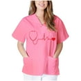 thumbnail image 2 of Hauts d'Été pour Femmes 2023 Hauts à Manches Courtes Col en V Uniforme de Travail Infirmier T-shirts, 2 of 6