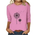 thumbnail image 2 of Mefallenssiah Blouses pour Femmes 2024 Mode Féminine T-Shirt Imprimé Manches 3/4 Blouse Col Rond Hauts Décontractés, 2 of 4