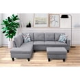 thumbnail image 4 of Starhome L Shaped Gray Couch with Ottoman(Pillows Included) Microfiber, 4 of 4