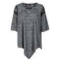 thumbnail image 4 of asdoklhq Womens Plus Size Tops Clearance,Womens Plus Size Flare Lace Asymmetrical Tunic T-shirt Tops, 4 of 5