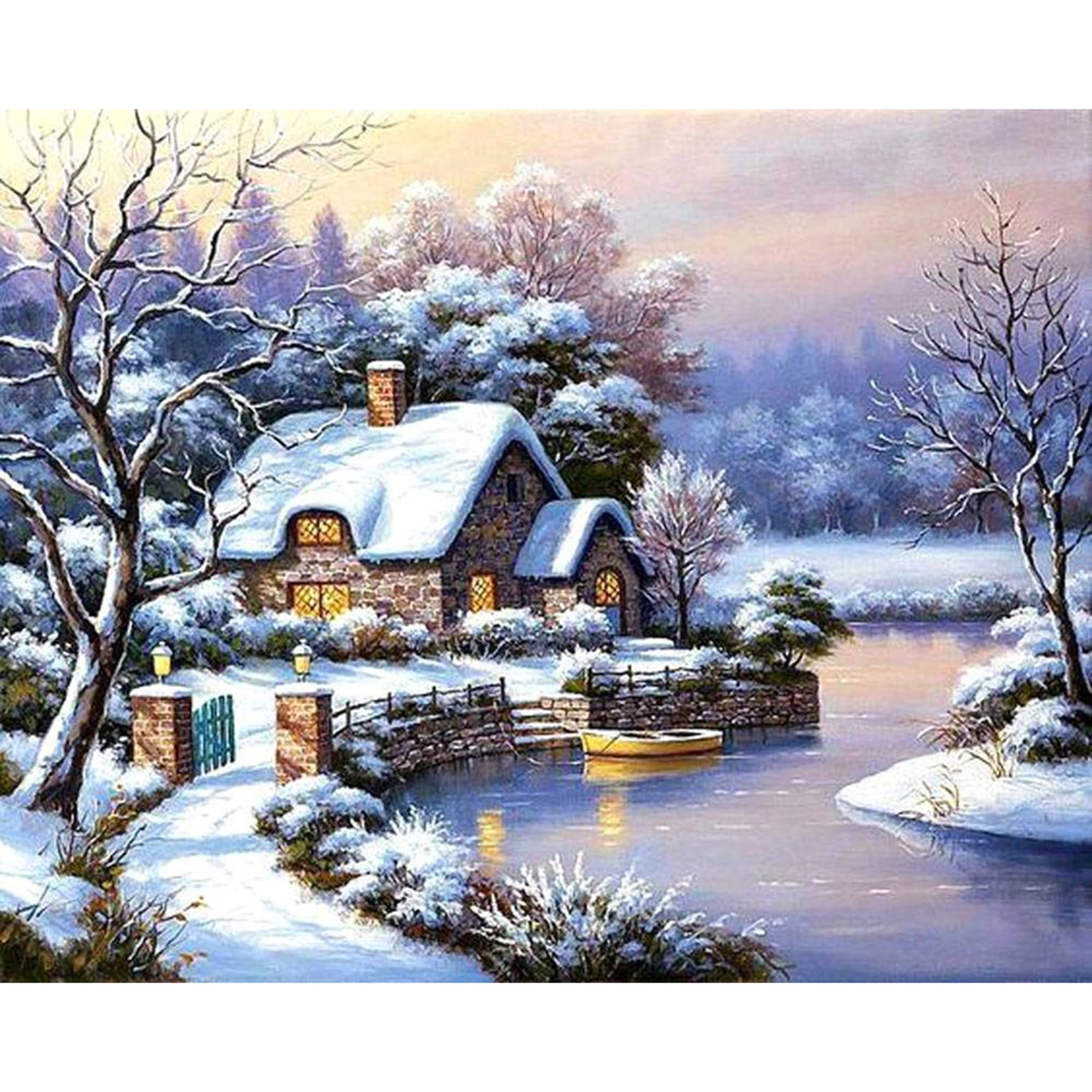 Happy New Year Christmas Snowman Diamond Art Full Drill Embroidery Craft DIY 5D Diamond Painting Kits for Adults 30x40 30x30*2