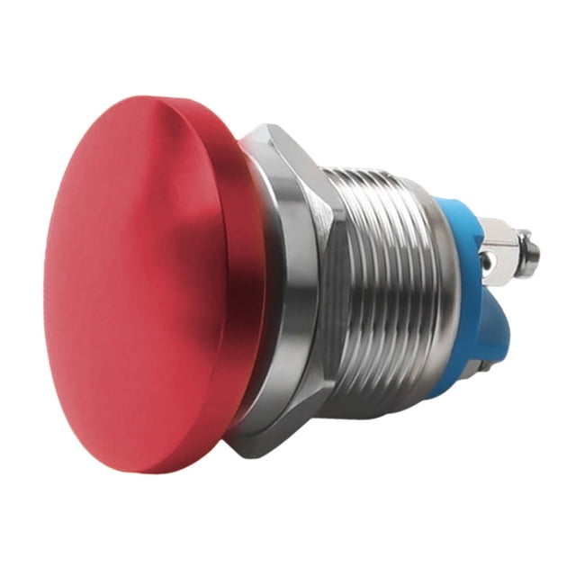 Bouton-poussoir en Métal 22Mm Interrupteur 1pas de Tête de Champignon Auto-Réinitialisable Pieds à Vis Rouge