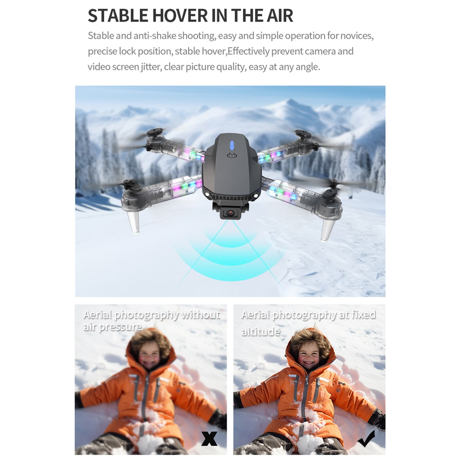 Drone with Camera for Beginners and Kids, Foldable RC Quadcopter with Dual HD Cameras, WiFi FPV Live Video, Altitude Hold