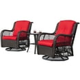 thumbnail image 7 of MeetLeisure 3-Piece Wicker Outdoor Rocking Chairs Wicker Patio Conversation Set; Red, 7 of 7