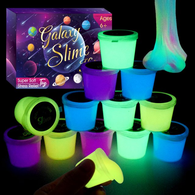 Paquete De 12 Galaxy Slime Kit Que Brilla En La Oscuridad Galaxy Slime Set Slime Party Favors Para Niñas Y Niños Diy Masilla Slime Alivio Del Estrés Juguete Para Bolsas De Regalos Rellenos Juguetes De