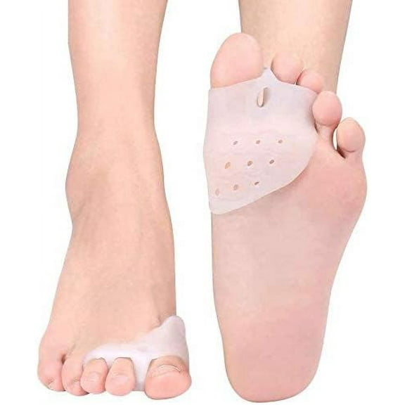 3-Toe Holes Separator Silicone Bunion Protector Harmmer Toe Spacer for Forefoot Cushion, Foot Rubbing Pads, Hallux Valgus Pain Relief for Women and Men Wear in Shoes
