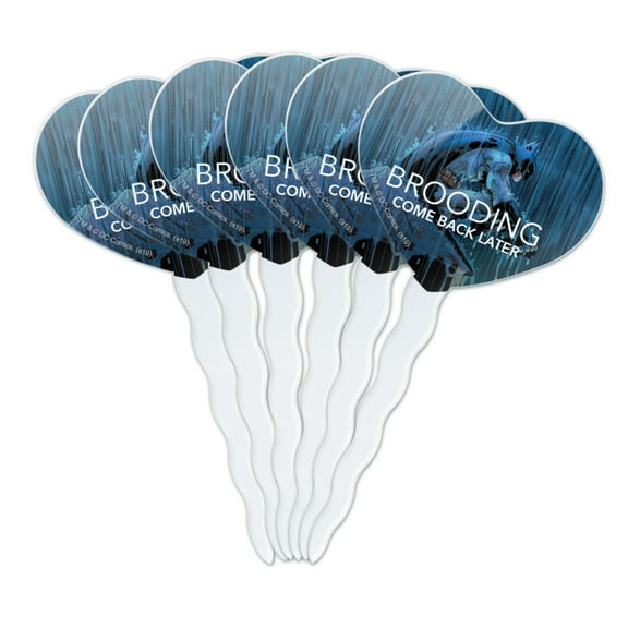 Batman Brooding Come Back Later Heart Love Cupcake Picks Toppers Decoration Set of 6