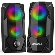 SPKPAL Computer Speakers RGB Gaming Speaker PC 2.0 Wired USB Powered Stereo Volume Control Dual Channel Multimedia AUX