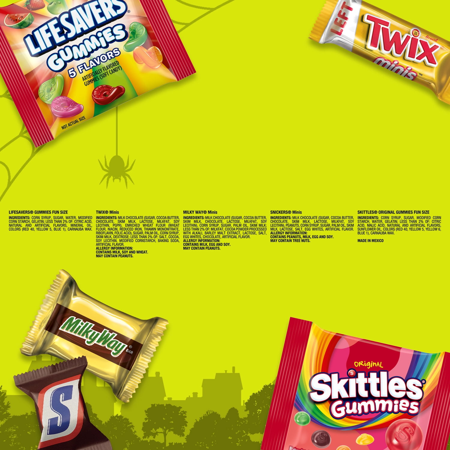 (5 pack) Snickers, Skittles Gummies & More Halloween Candy Variety Pack - 155 Ct Bulk Bag