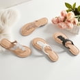 thumbnail image 2 of Women's Bohemian Bling Flat Slide Sandals Rhinestone Decor Rubber Sole Summer Thong Sandals, 2 of 6