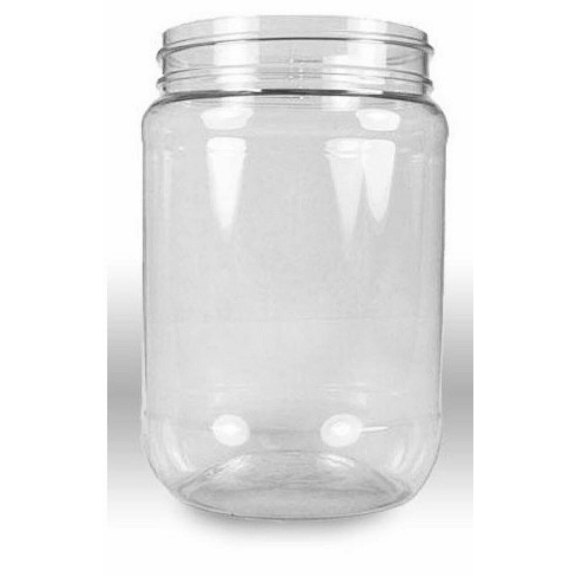 6 32 oz. Plastic Wide Mouth Jars with White Pressurized Sealed Lids Screw on cap PET FDA Approved Commercial Grade Fresh Food Seal Crystal Clear Containers U.S.A. (Pack of 6 32 ounce)
