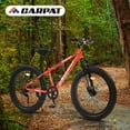 thumbnail image 6 of Fat Tire Mountain Bike with Dual Disc Brake, 21 Speeds High-Carbon Steel Frame Bike with Front Suspension, Adult Sport Bicycle for Men and Women, Orange, 6 of 7