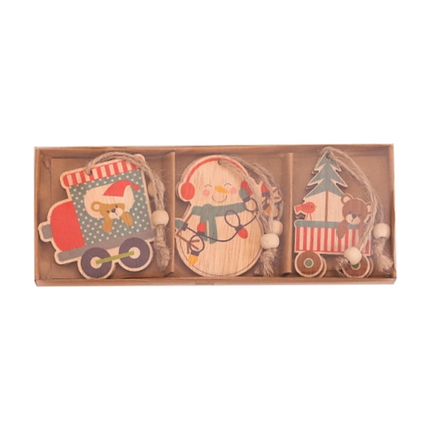 6 piezas pintura colorida colgante de lindo Ángel oso adornos colgantes fiesta manualidades árbol de Navidad percha para patio Navidad Kits de decoración para fiestas Muñeco de nieve+Oso Ounissouiy HA070159-02