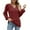 Wine, variant on WREESH Womens Fashion Dressy Tops Solid Color Jacquards V-Neck Long Sleeve Loose T-Shirt Pullover Purple