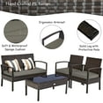thumbnail image 6 of Costway 4PCS Patio Rattan Wicker Furniture Set Loveseat Sofa Cushioned Garden Yard Brown, 6 of 10