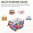 thumbnail image 7 of Watercolor Gridiron Ball Large Storage Bins with Linen Collapsible Lid Storage Box 16.7 x 12.6 x 11.8in, 7 of 7