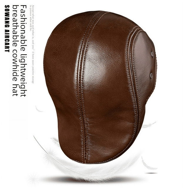 Gorro de lengua de pato de cuero de otoño e invierno para hombres de mediana edad y mayores, gorro de piel de vaca cálido con frente a la moda, boina engrosada