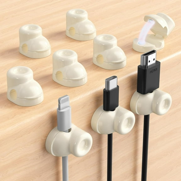 8/9 Pack Magnetic Cable Clips, Adjustable Cord Holder for Under Desk Cable Management, Adhesive Charger Wire Organizer Keeper for Home Office Desk Phone Car Wall Desktop Nightstand