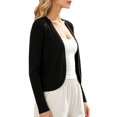 thumbnail image 4 of BODOAO Women's Long Sleeve Cropped Cardigan Open Front Bolero Shrug Lightweight Knit Cover Up, Soft Fitted Layering Sweater for Dresses Office Casual Wear Black L, 4 of 5