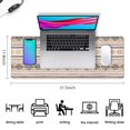 thumbnail image 5 of Long Mouse Pads for Desk,Brown Geometric Striped Pattern Desk Mats on Top Of Desks, Desk Mouse Pad Extra Large with 3mm Non-Slip Base and Stitched Edge for Gaming,Office,Work,Home 31.5"x11.8", 5 of 6