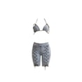 thumbnail image 4 of ITFABS 2Pcs Women Summer Tracksuit, Denim Crop Tops + Strappy Shorts, 4 of 5