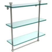 Foxtrot Collection 16" Triple Tiered Glass Shelf with Integrated Towel Bar (Build to Order)