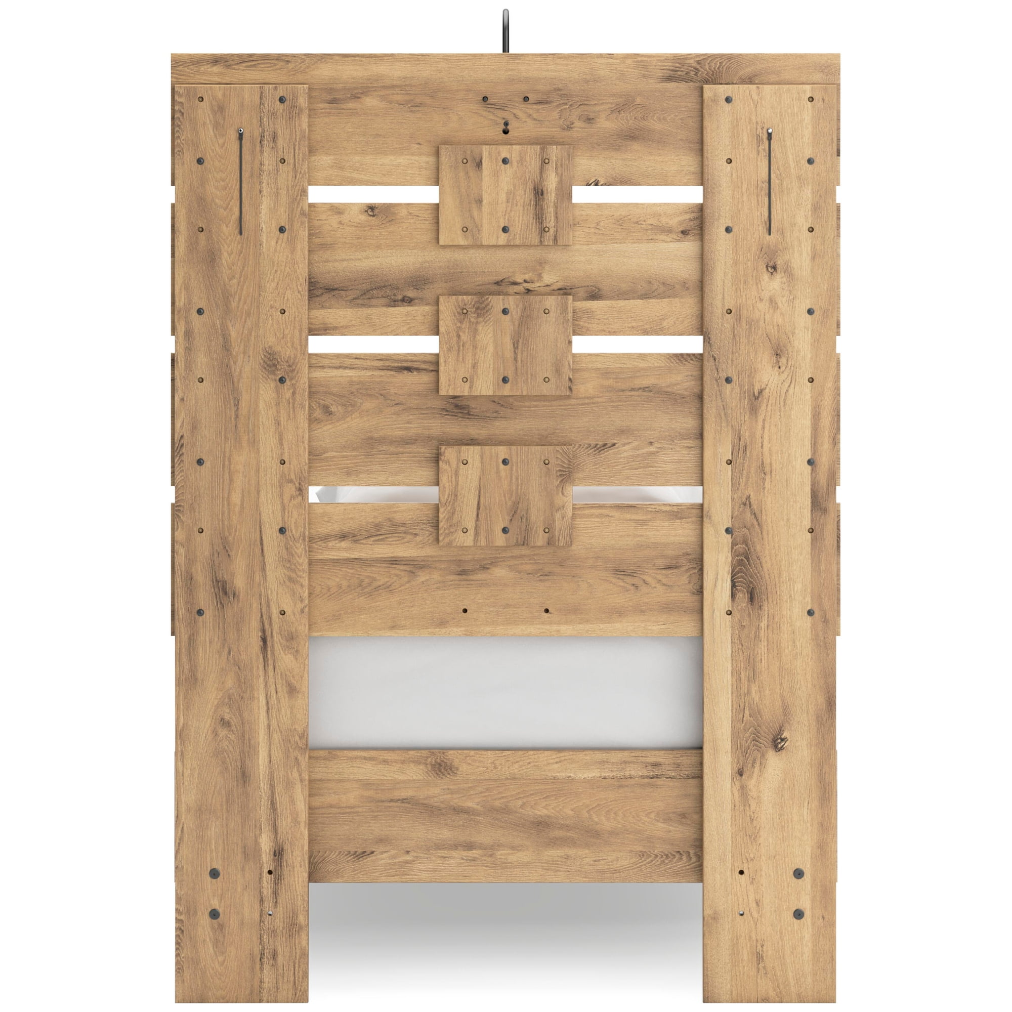 Signature Design by Ashley Larstin Twin Panel Headboard, Tan Brown, Rustic Wood-Look Headboard with Slatted Design