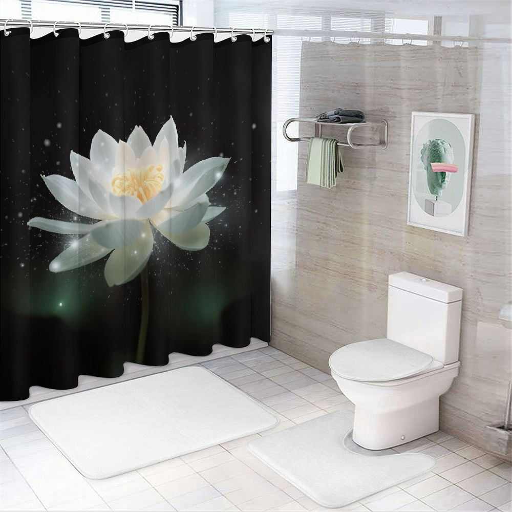 PRATYUS Flowers Sparkle Hologram Shower Curtain Waterproof Bath Decor for Kids with Hooks Set, Polyester Fiber Bathroom Decorative Curtain Variety Sizes 60"x72