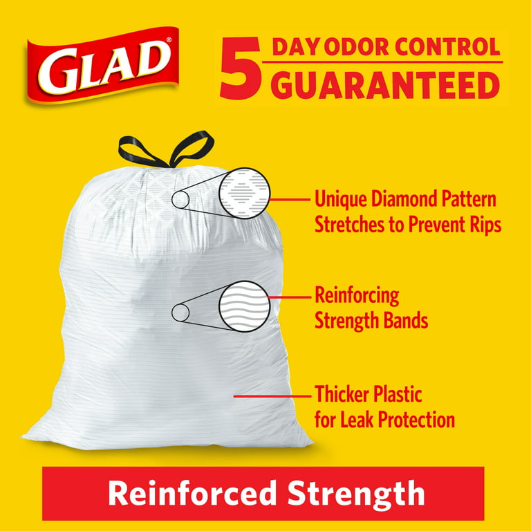 Glad Guaranteed Strong Large Drawstring Trash Bags, 30 Gallon, 70 Count