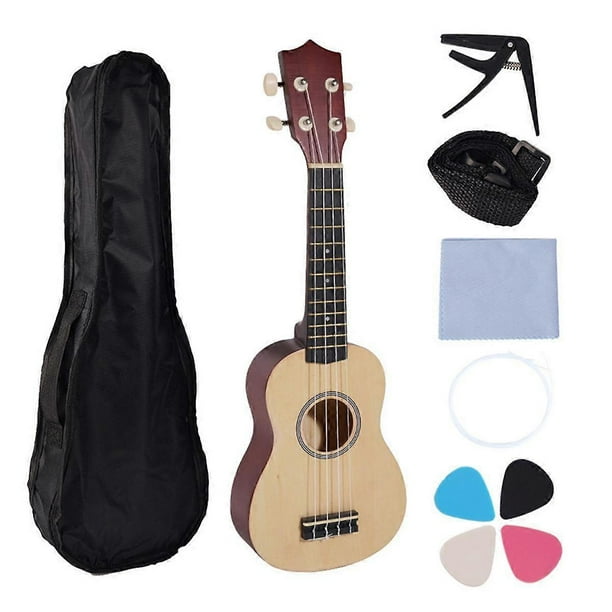 21 Inch Ukulele Set for Beginners 4-String Small Guitar Basswood Ukulele with Carry Bag Clip and 4 Picks-
